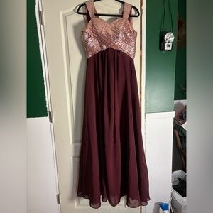 Burgundy and Rose gold - maxi dress